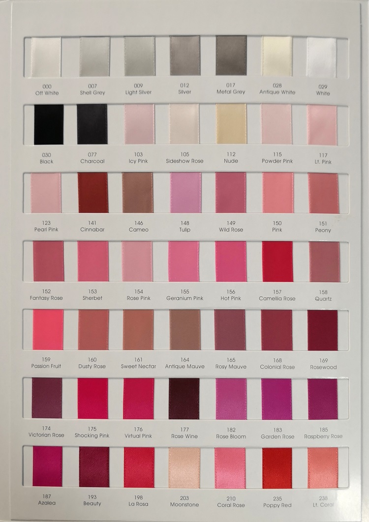 LQ Satin Ribbon color chart