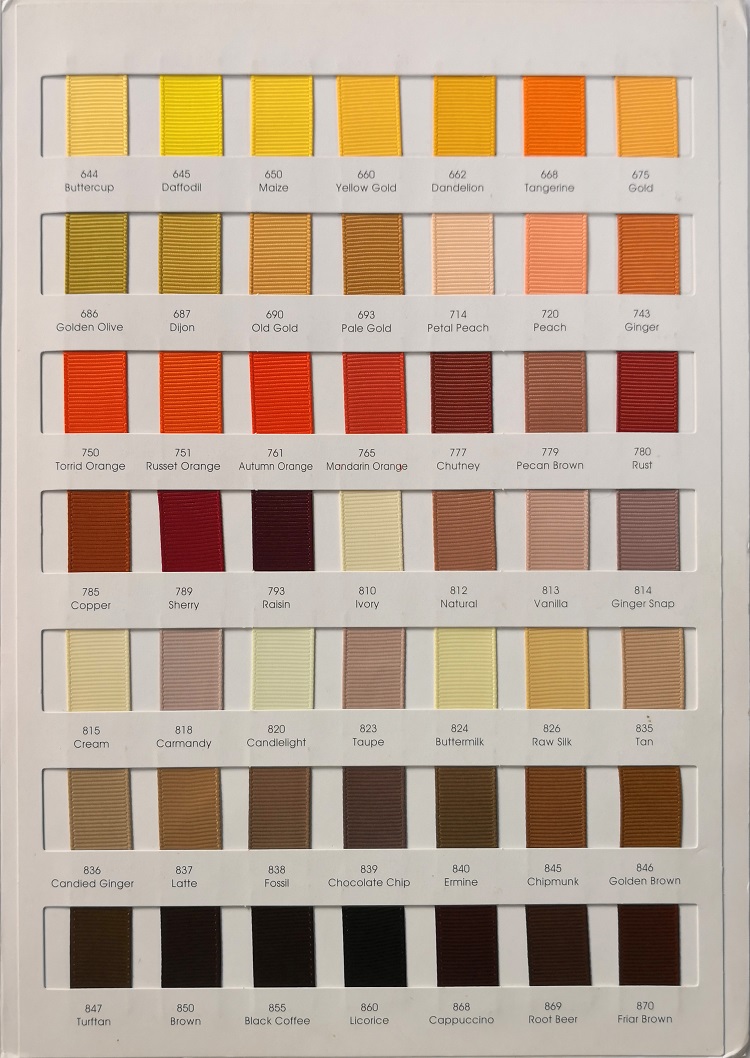 LQ Grosgrain ribbon color chart
