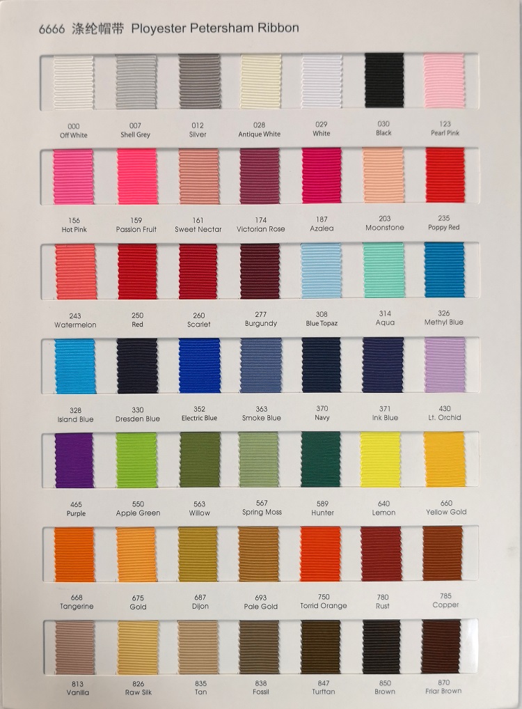 LQ Petersham ribbon color chart