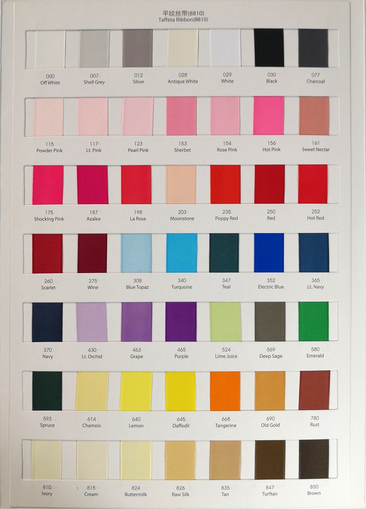 LQ Taffeta ribbon color chart
