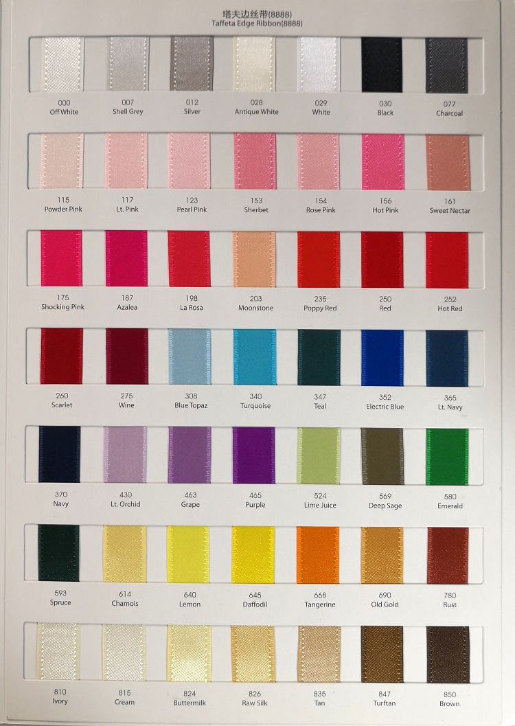 LQ Taffeta edge ribbon color chart